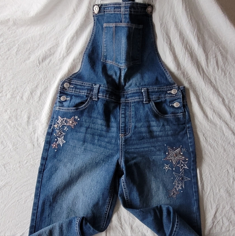 Blue Denim Overalls with Star Embroidery Size XL(14-16)